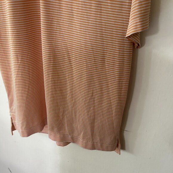 FootJoy Golf Polo Shirt Mens Large Collared Orange Striped Embroidered - Picture 3 of 8